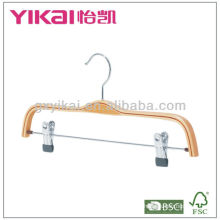 New style wooden skirt hanger with metal clips
